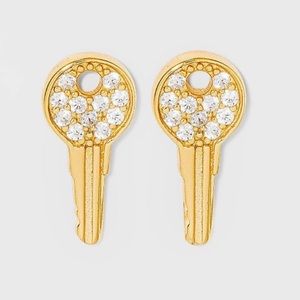 Sugarfix by Baublebar Delicate Crystal Key 14K Gold Earrings